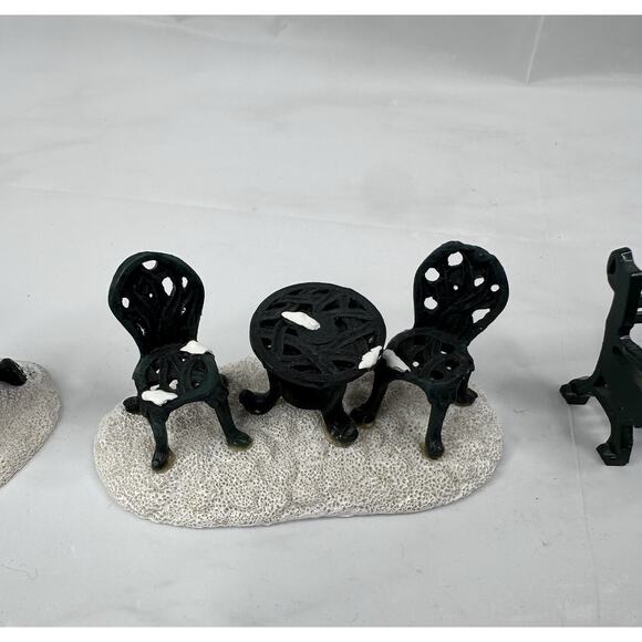 Christmas Village Grill Bench Chair Outside Furniture Set Accessories - Picture 3 of 4